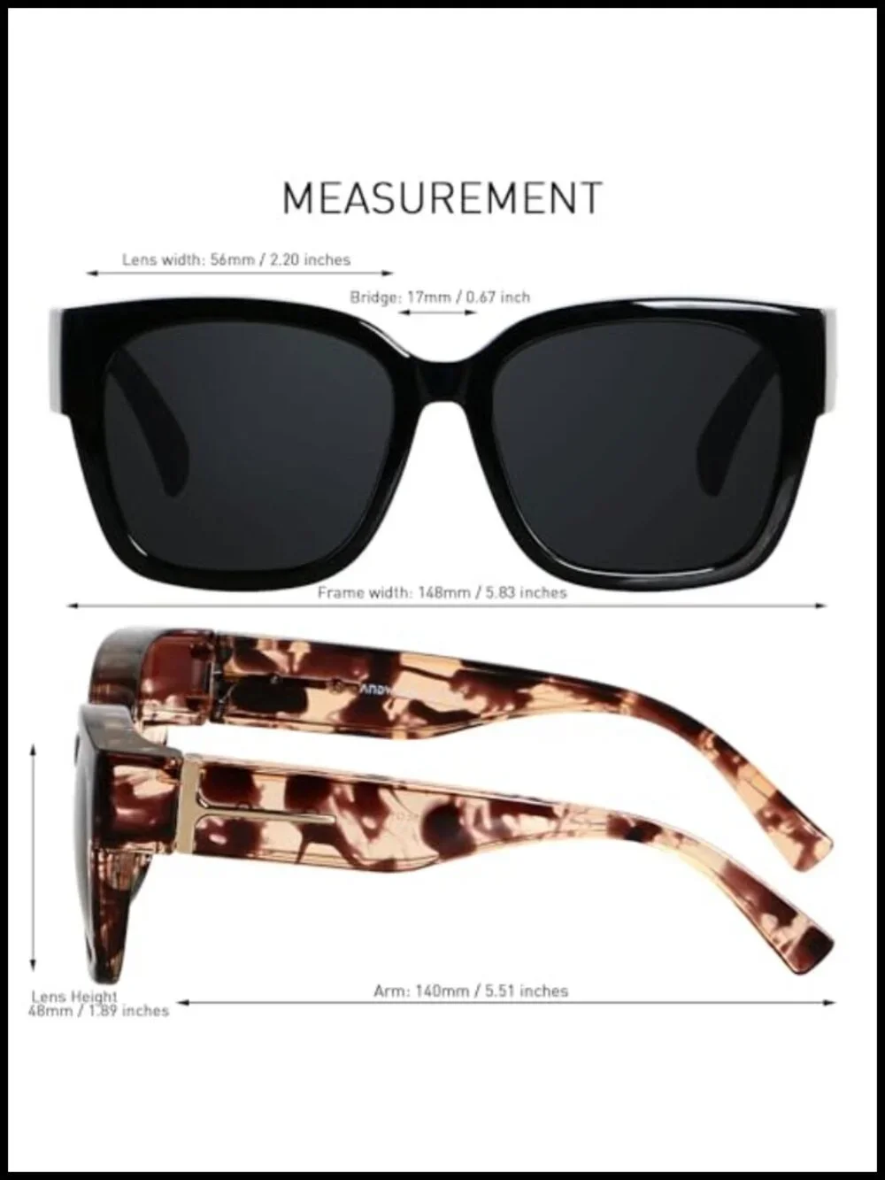 Polarized Fit Over Glasses Sunglasses Oversized Square UV400 TR90